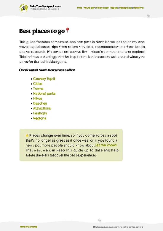 example page 5 from our offline Travel Guide for North Korea